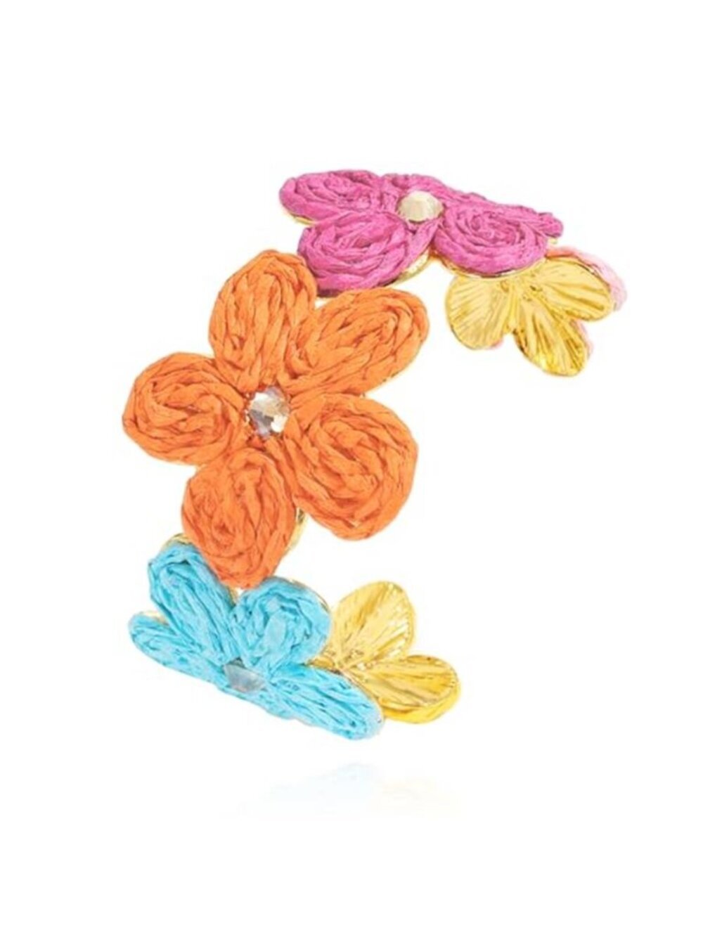 Raffia Boho Flower Cuff Bracelet